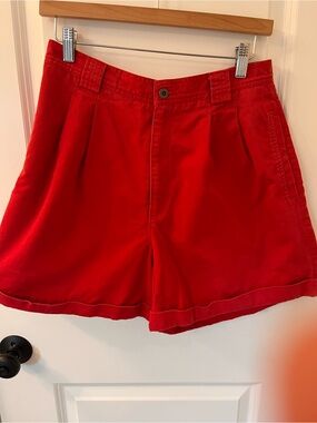 Liz Claiborne Bright Red High-Waist Pleated Shorts